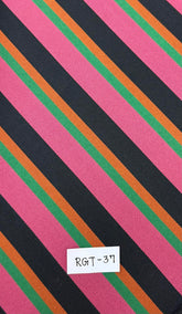 6th Battlion East Surry Stripe Silk Tie RGT-37 Burnt, Bottle Green & Black on Dark Pink